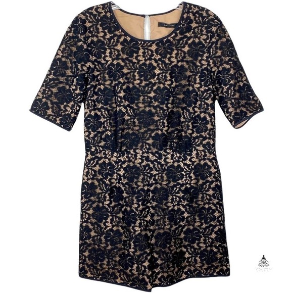BCBGMAXAZRIA Black Lace Overlay Romper S - Picture 2 of 7